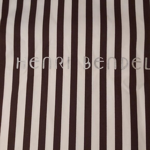 Henri Bendel Dust bag striped brown white Drawstring purse protector shoe - Picture 3 of 7